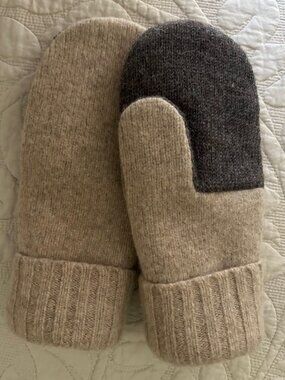 Felted Lambswool/Alpaca Mittens - Tan/Brown-Taupe -  from Repurposed Sweaters
